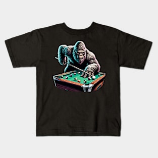 Bigfoot Sasquatch Billiards Pool Player Kids T-Shirt